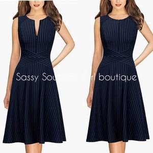 ⭐🆕 Navy pinstripe aline dress